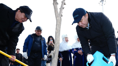 «Taza Qazaqstan»: Túrkistan oblysynyń ákimi turǵyndarmen birge aǵash otyrǵyzdy