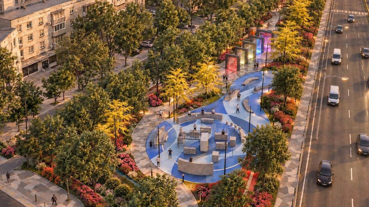 New QADAM park with fountain to replace parking lot in Almaty