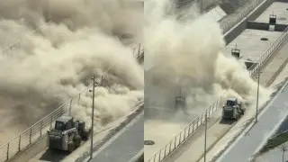 Алматыдағы тазалау жұмыстары шаңды дауылға айналды: Видео